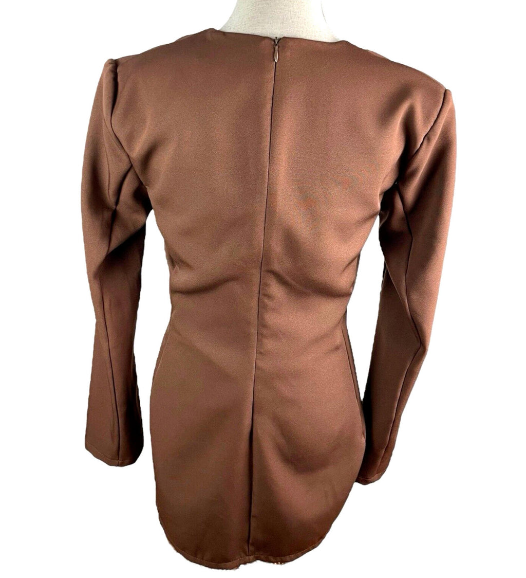 Pretty Little Thing Blazer Midi Dress Women’s UK Size 8 Chocolate Lace Trim