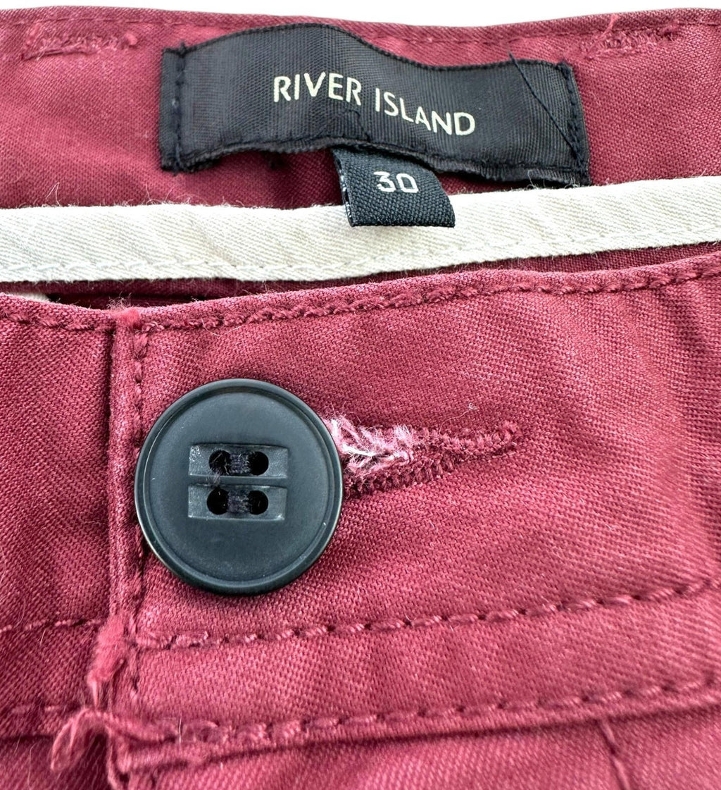 River Island Shorts Men's UK Size 30" W Red Chino Button Summer Casual