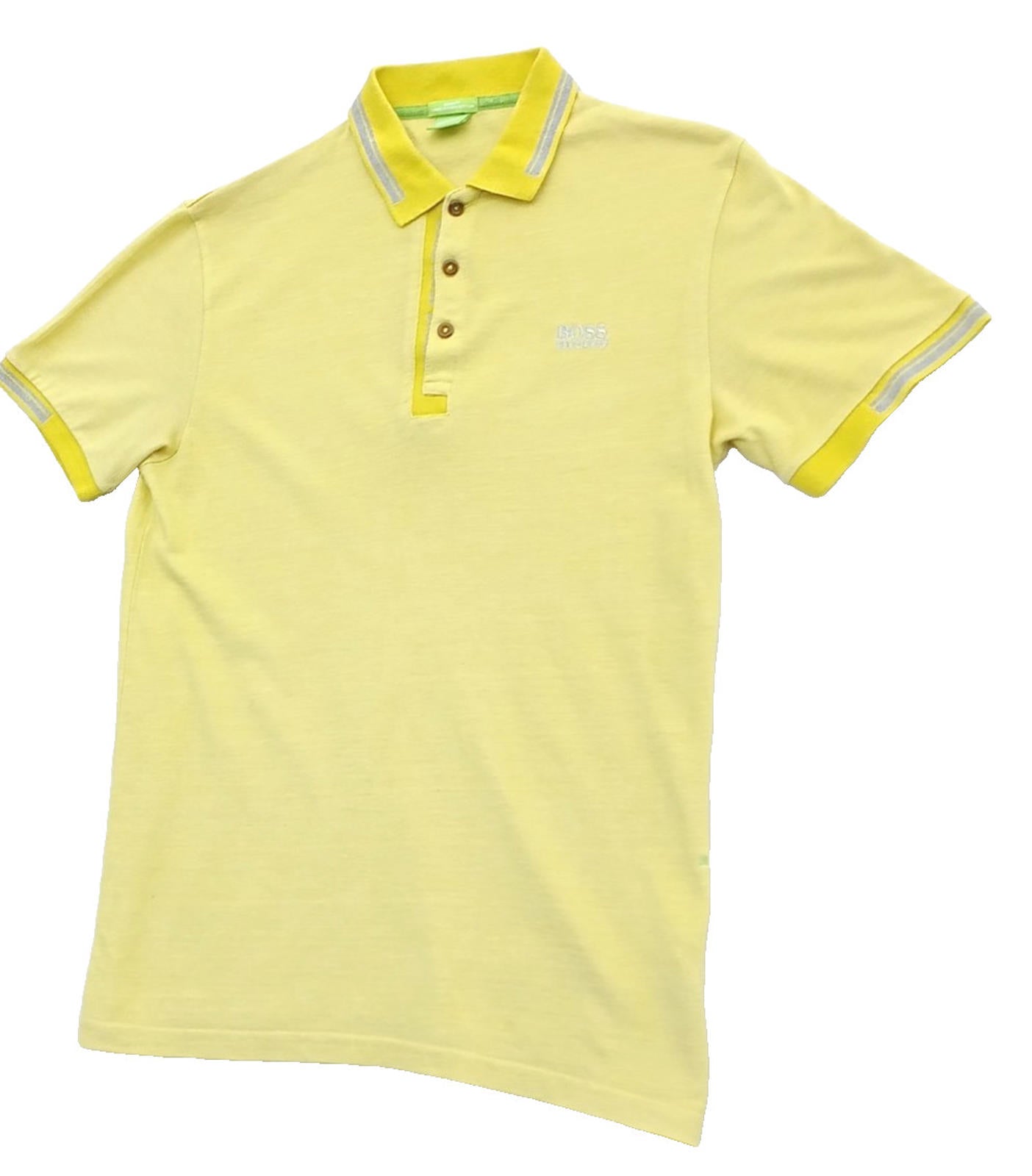 Hugo Boss Polo Shirt Men's UK Size L Yellow Short Sleeve 100% Cotton Easy Care