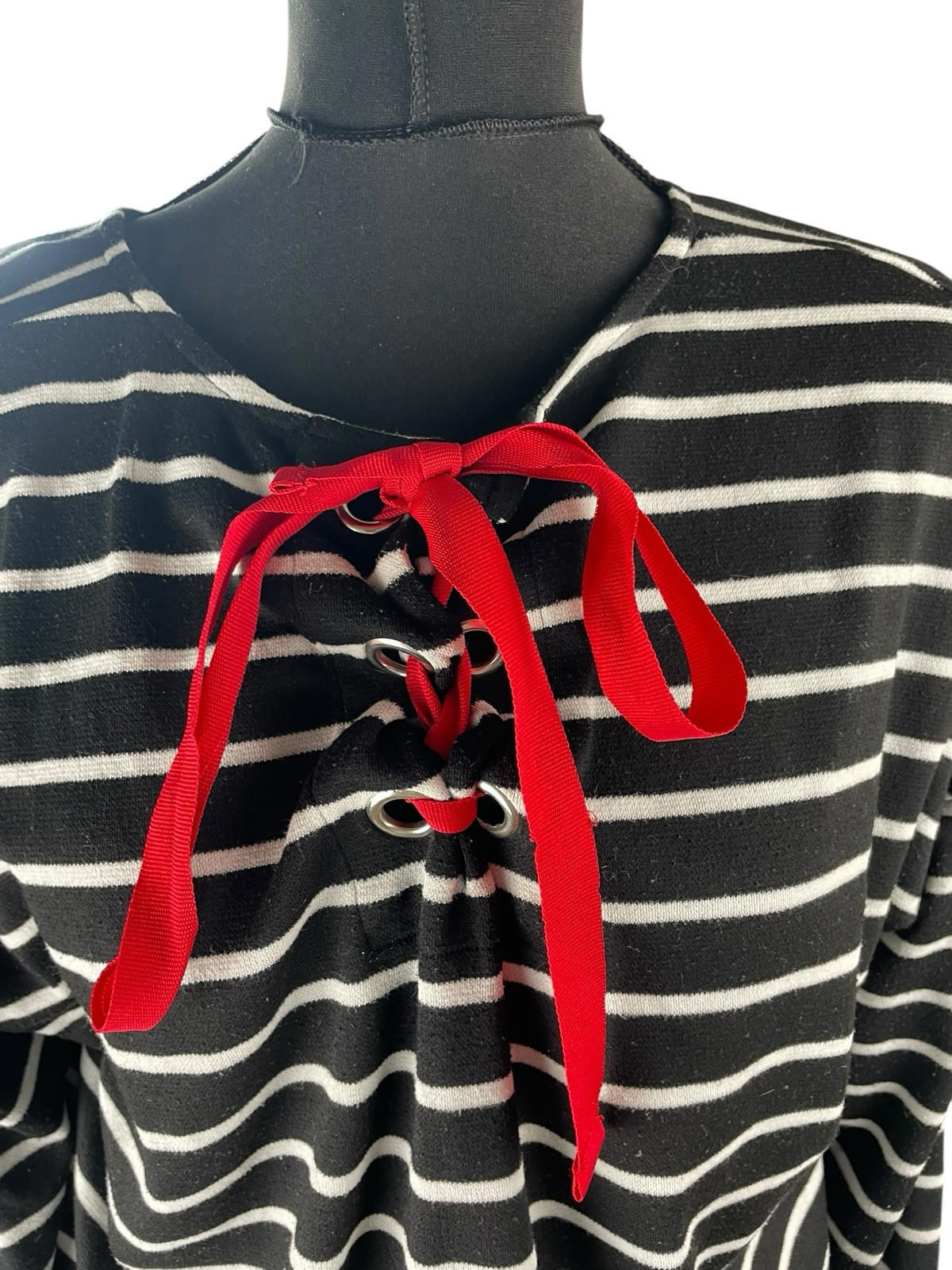 Matalan Thin Stripe Jumper Red Bow Detail Women’s UK Size 18