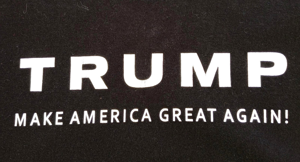 Trump Print T-Shirt Men's UK Size L Black Crew Neck USA Make America Great Again
