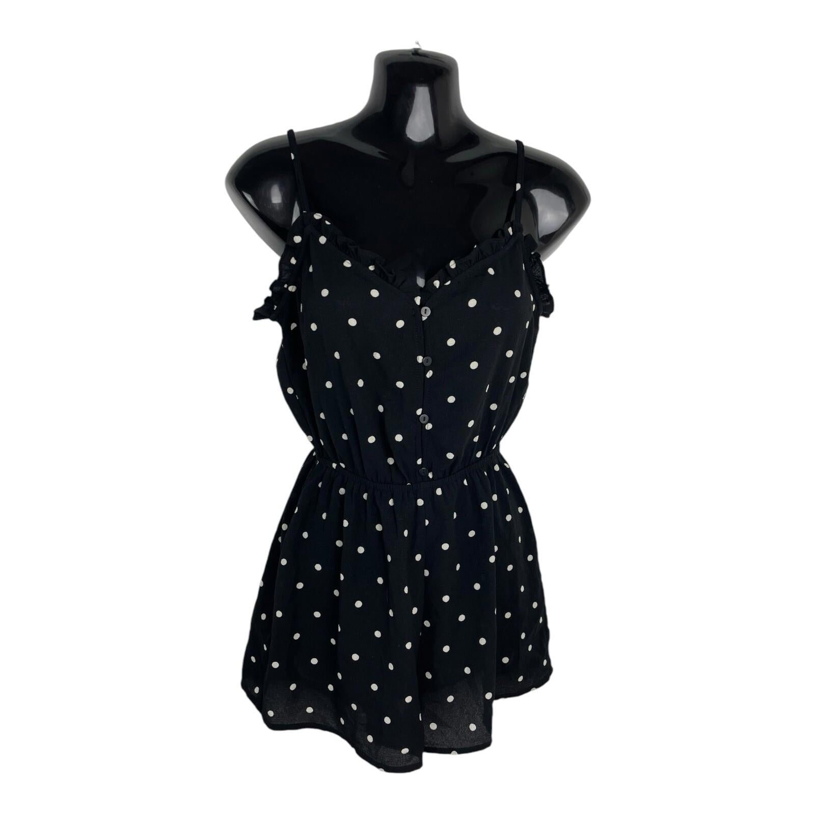 Divided Black Chiffon Romper Playsuit Polka Dot Women’s UK Size 6