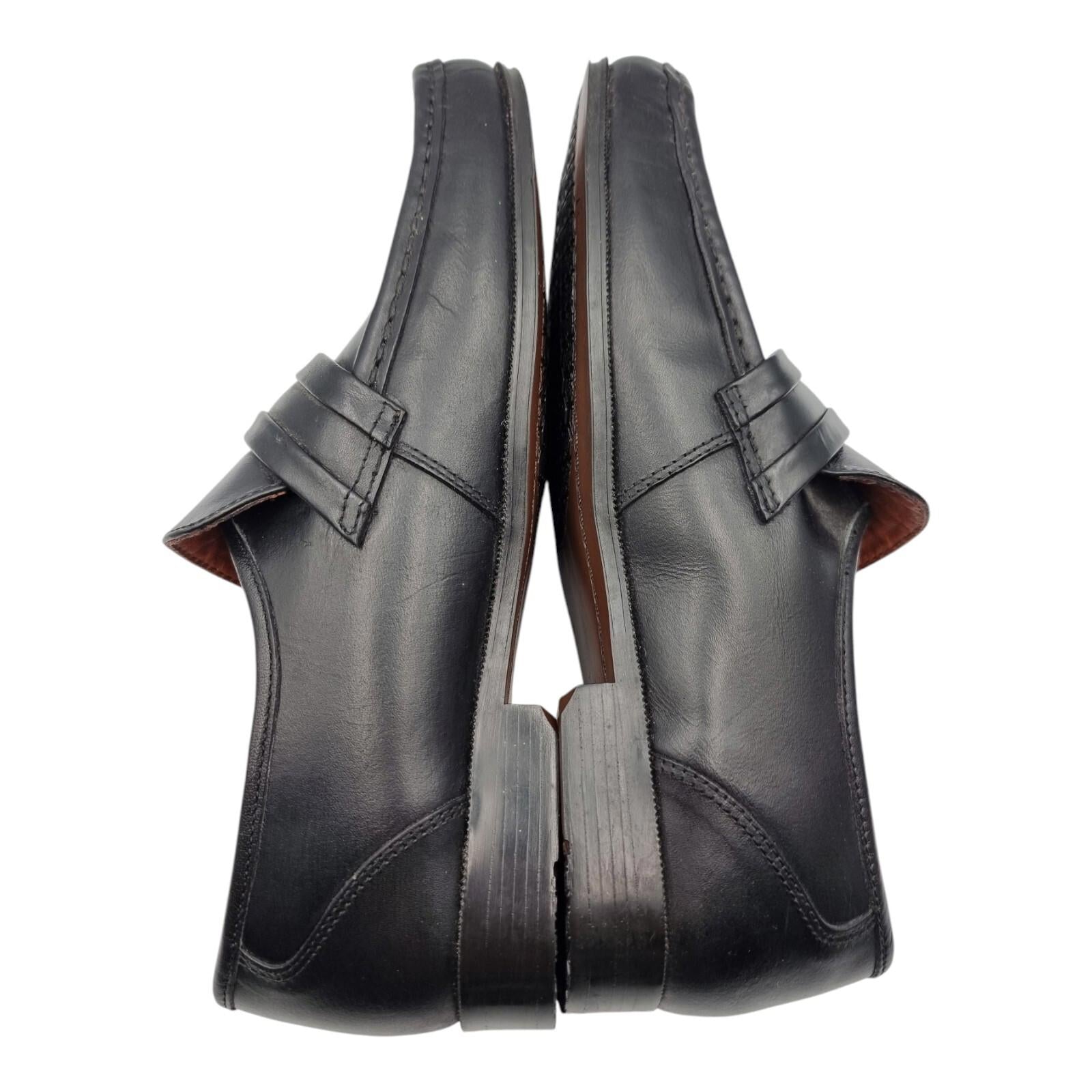 George Black Shoes Faux Leather Slip On Loafers Wide Fit Men's UK Size 6