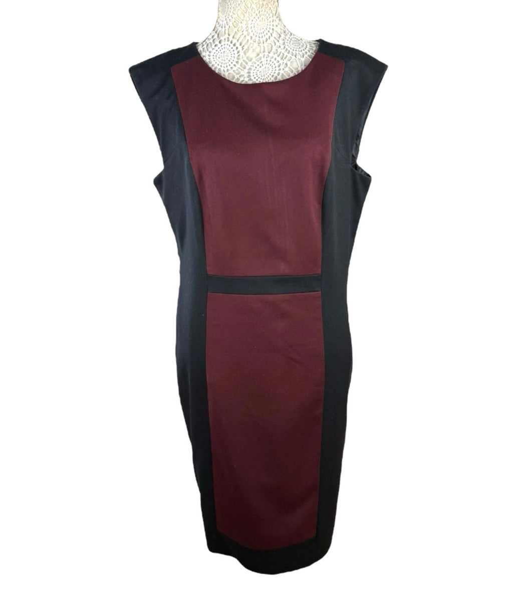 Next Black Red Pencil Dress Midi Smart Sleeveless Petite Size 18