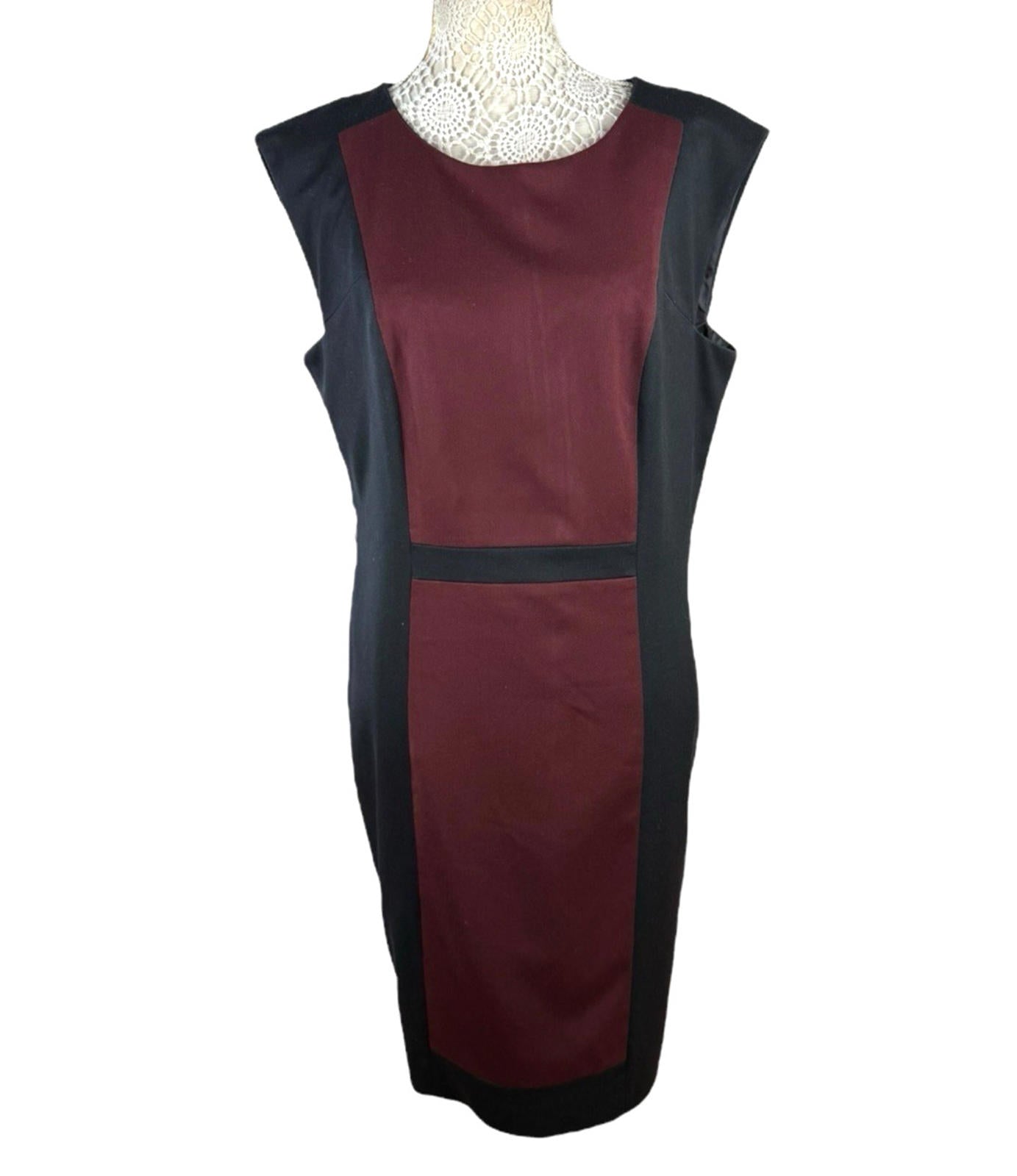 Next Black Red Pencil Dress Midi Smart Sleeveless Petite Size 18