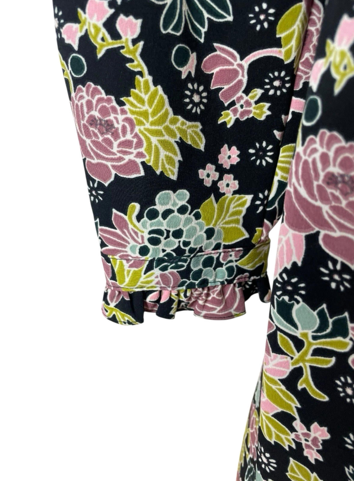 Red Herring Black Floral Dress High Neck Knee Length Women’s UK Size 12
