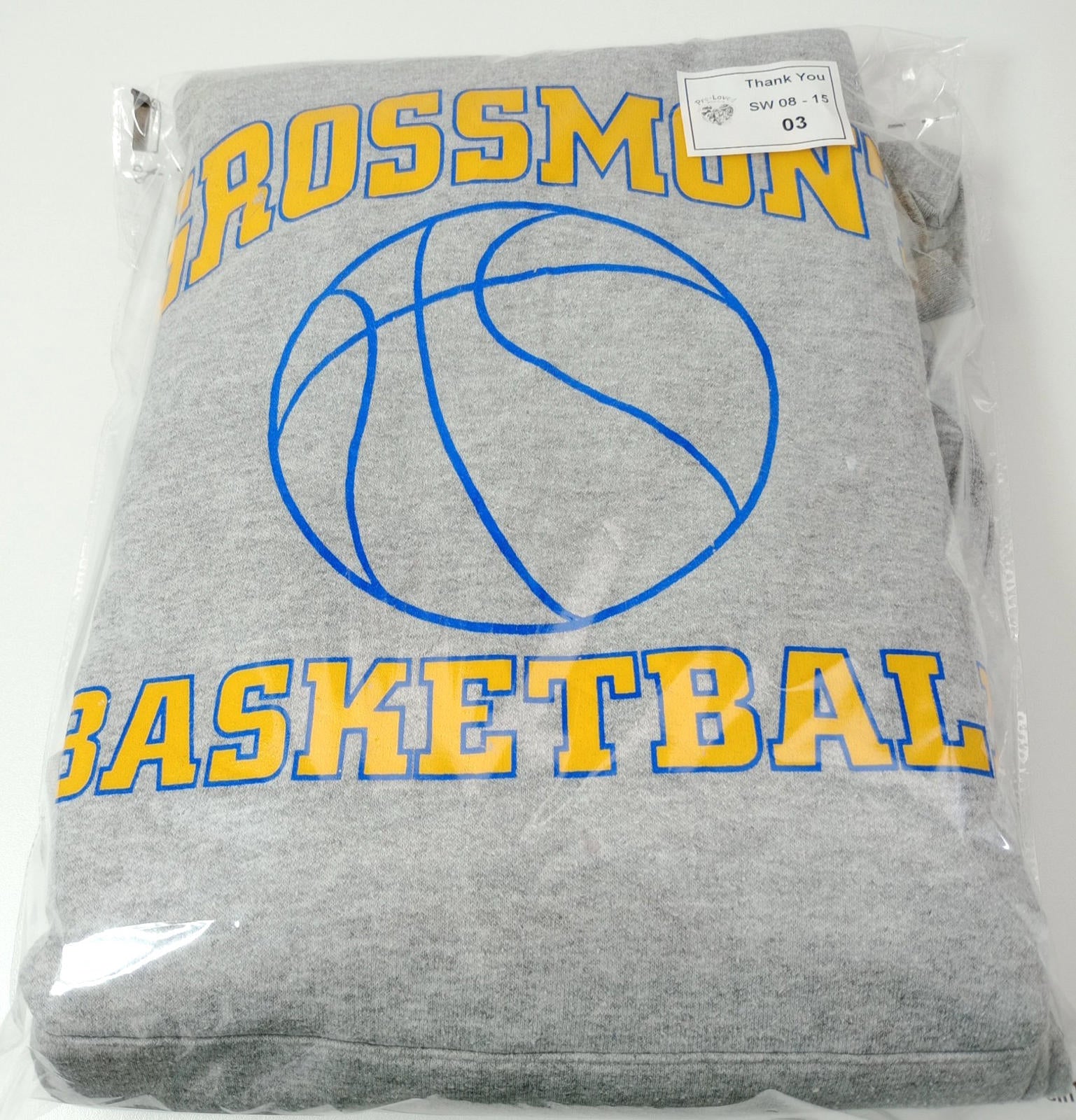 Grossmont Basketball Hoodie Men's UK Size L Grey Jersey Hooded Pockets Cotton