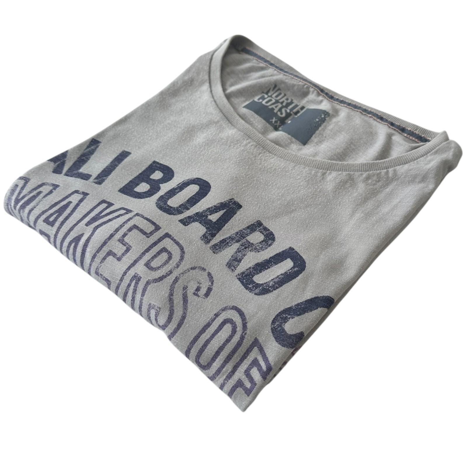 Marks & Spencer T-Shirt Men's UK Size 2XL Grey Short Sleeve Graphic Print Surf