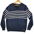 Nautica Knit Jumper Men's UK Size L Navy Blue V-Neck Nautical Sweater Pullover