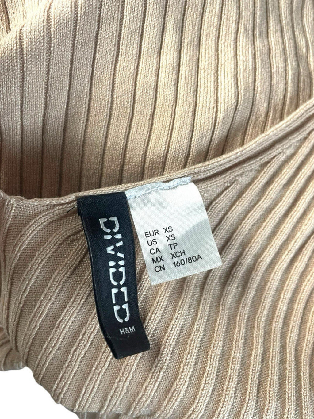 Divided Beige Tank Top Ribbed Stretch Women’s UK Size XS