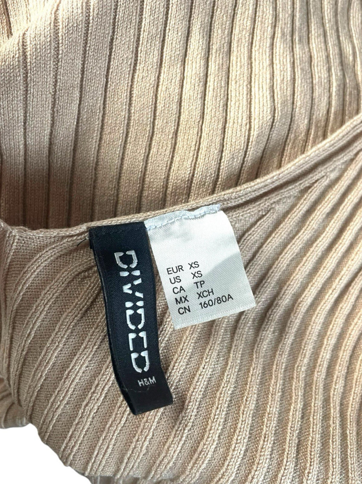 Divided Beige Tank Top Ribbed Stretch Women’s UK Size XS