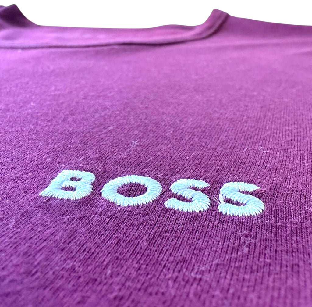 Hugo Boss T-Shirt Men's UK Size M Purple Short Sleeve Embroidered Logo Summer