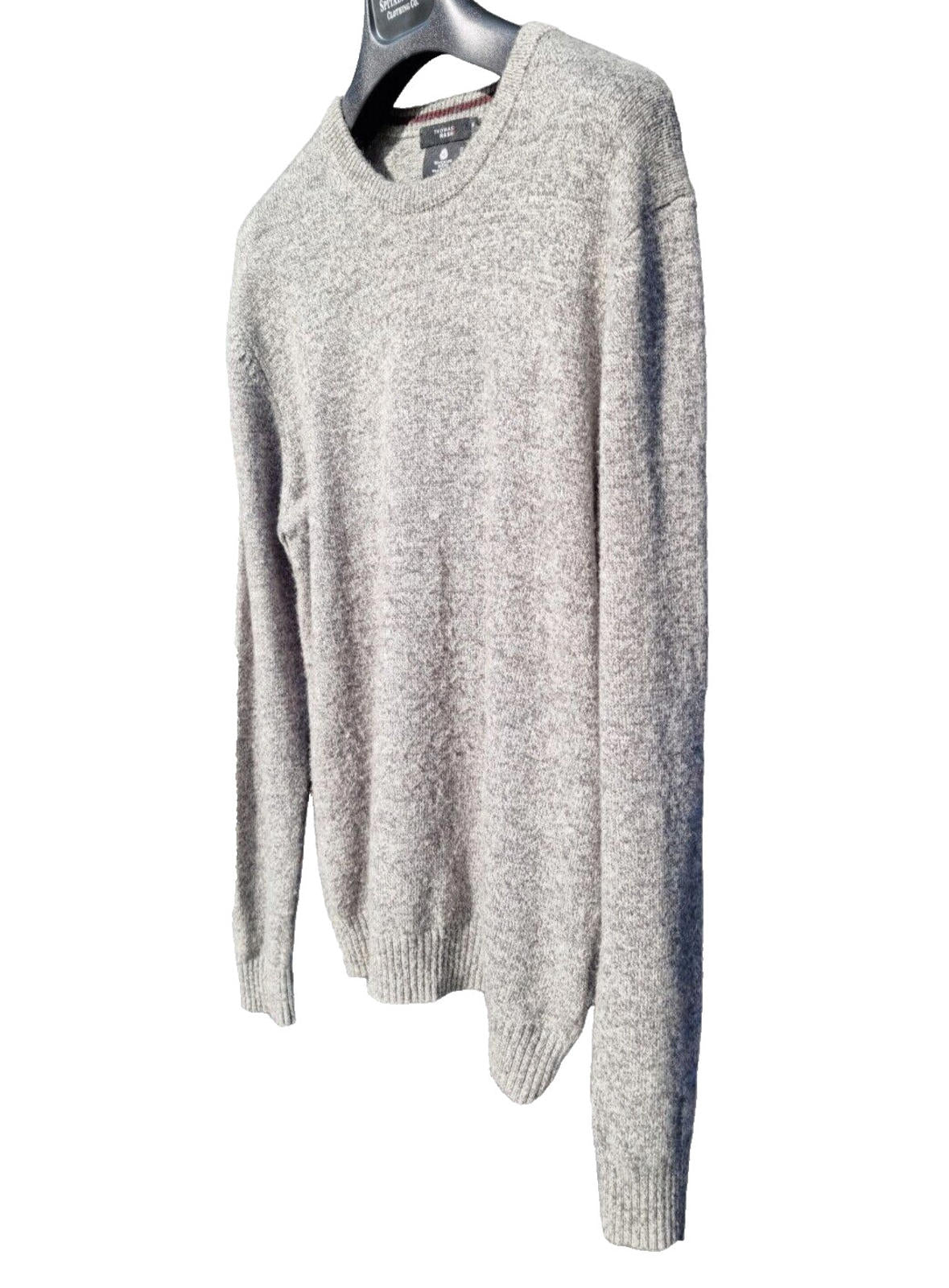 Thomas Nash Knit Jumper Men's UK Size M Grey Lambswool Mix Crew Neck Long Sleeve