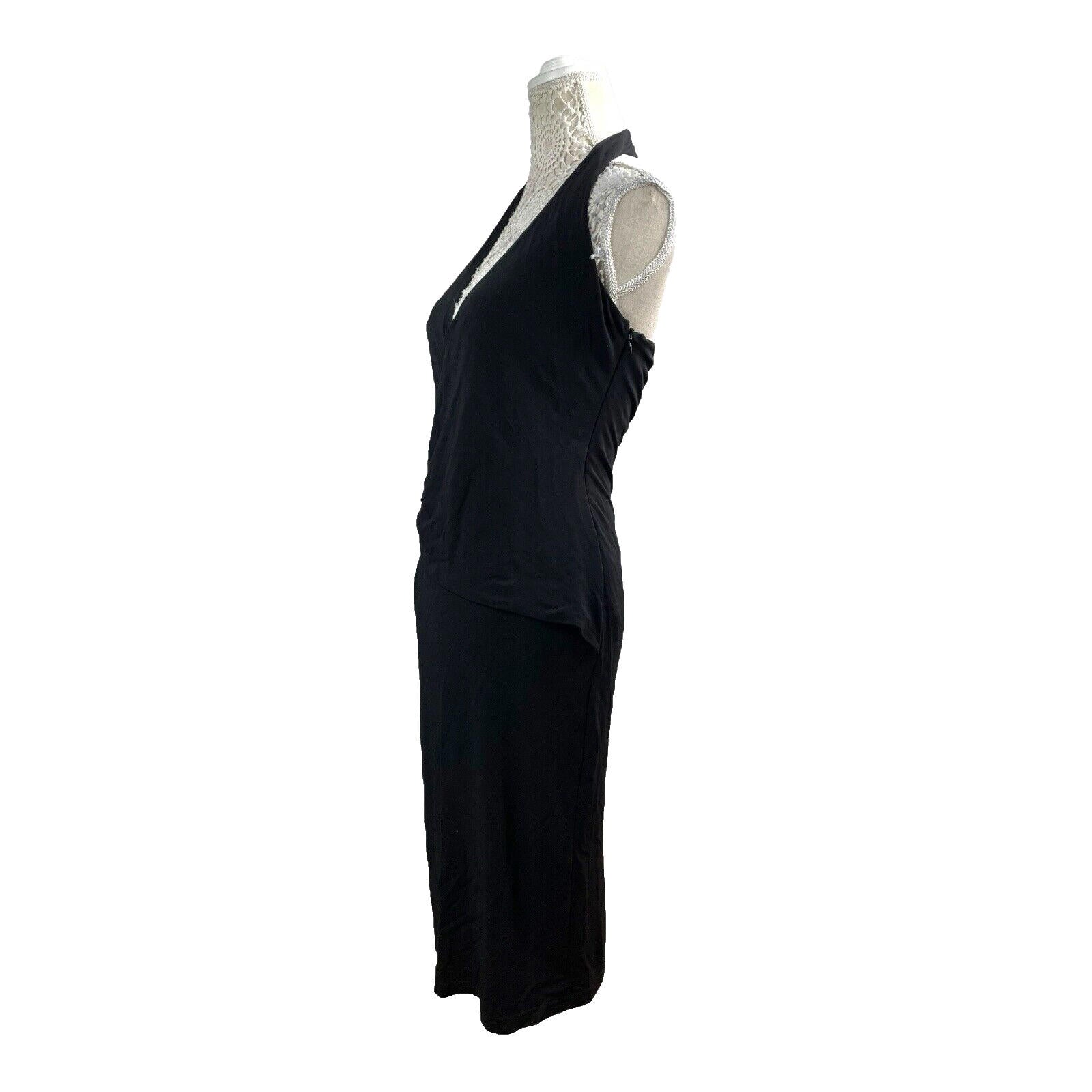 Karen Millen Black Midi Dress D-Ring Design Halterneck Women’s UK Size 12
