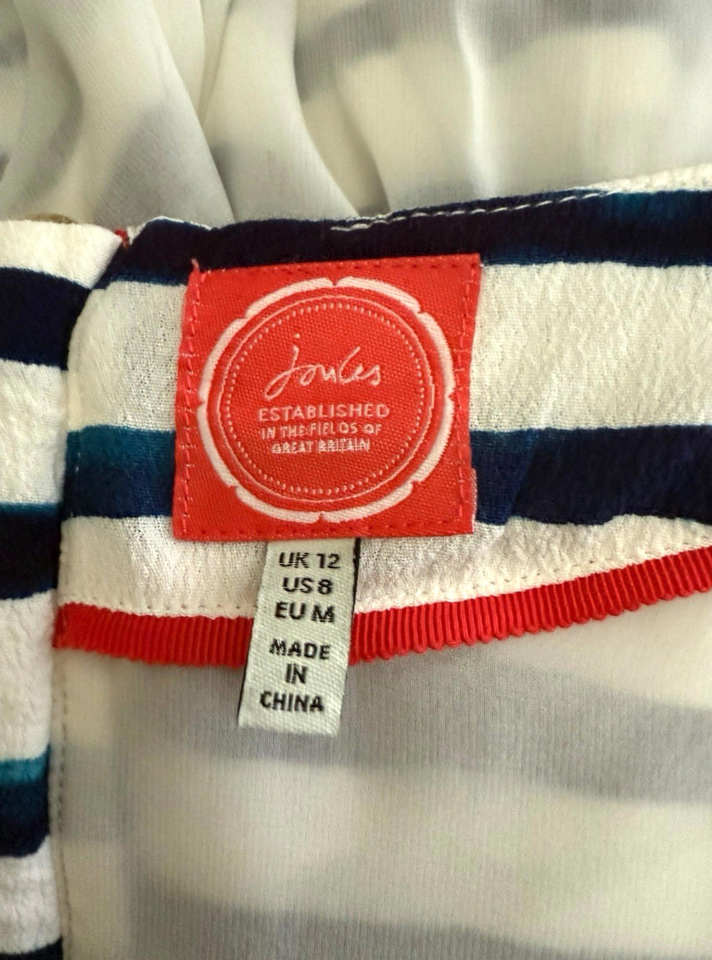 Joules Nautical Dress Knee Length Blue White Women’s UK Size 12