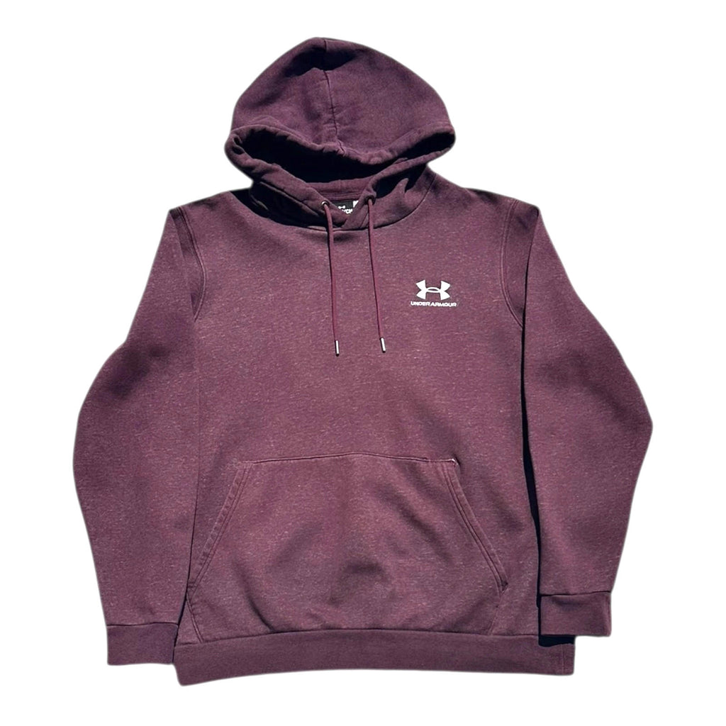 Under Armour Hoodie Men's UK Size S Bugundy Red Long Sleeve Pocket 100% Cotton