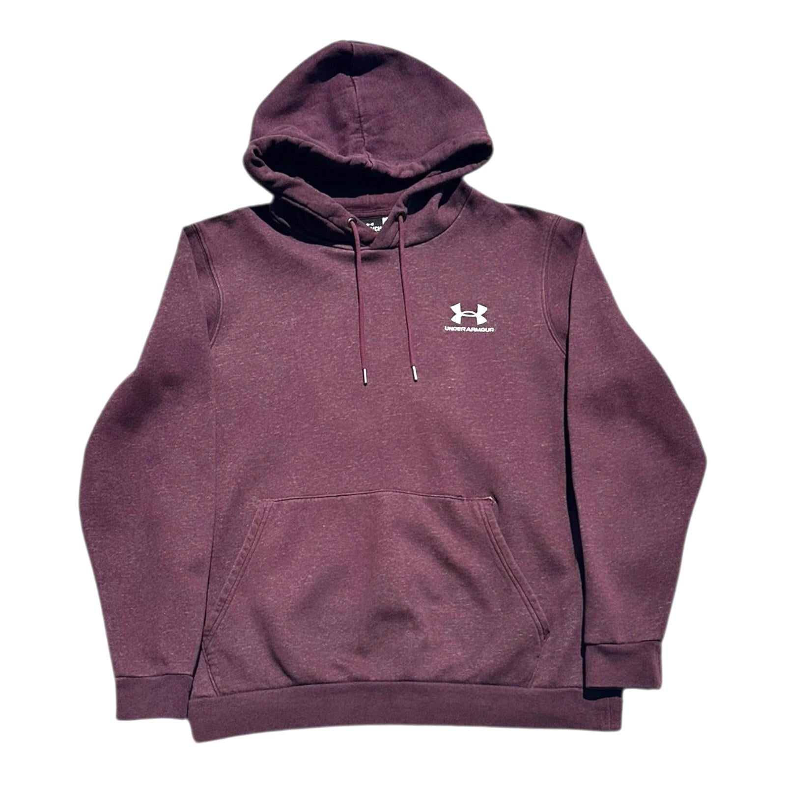 Under Armour Hoodie Men's UK Size S Bugundy Red Long Sleeve Pocket 100% Cotton