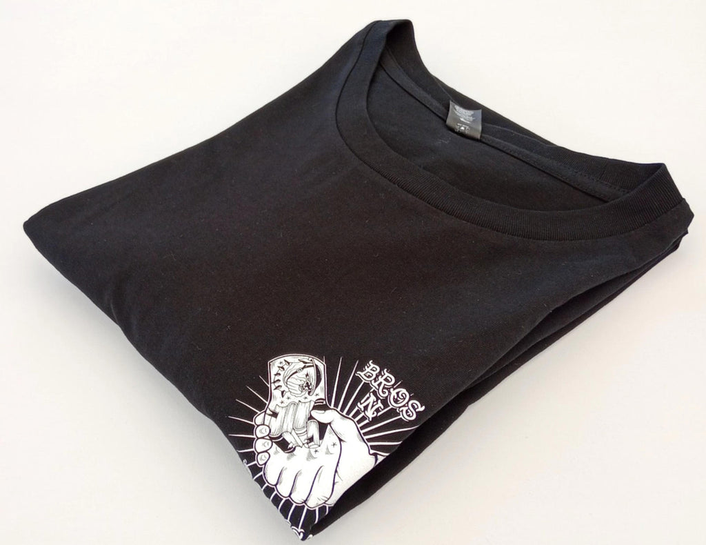 Brothers In Books Graphic Print T-Shirt Men's UK Size XL Black 100% Cotton