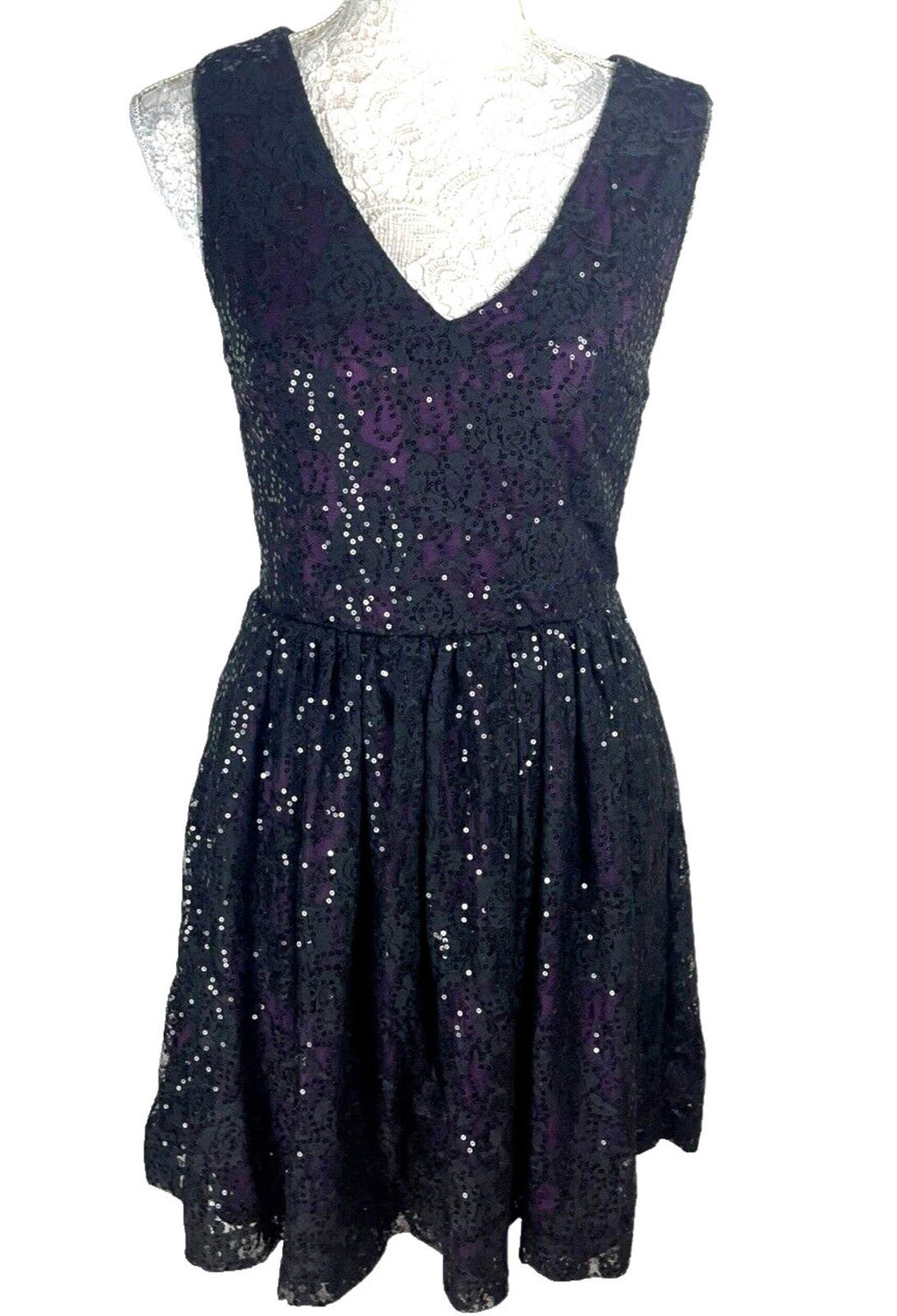 Oasis Sequin Dress Black & Purple Women’s UK Size S (8-10)
