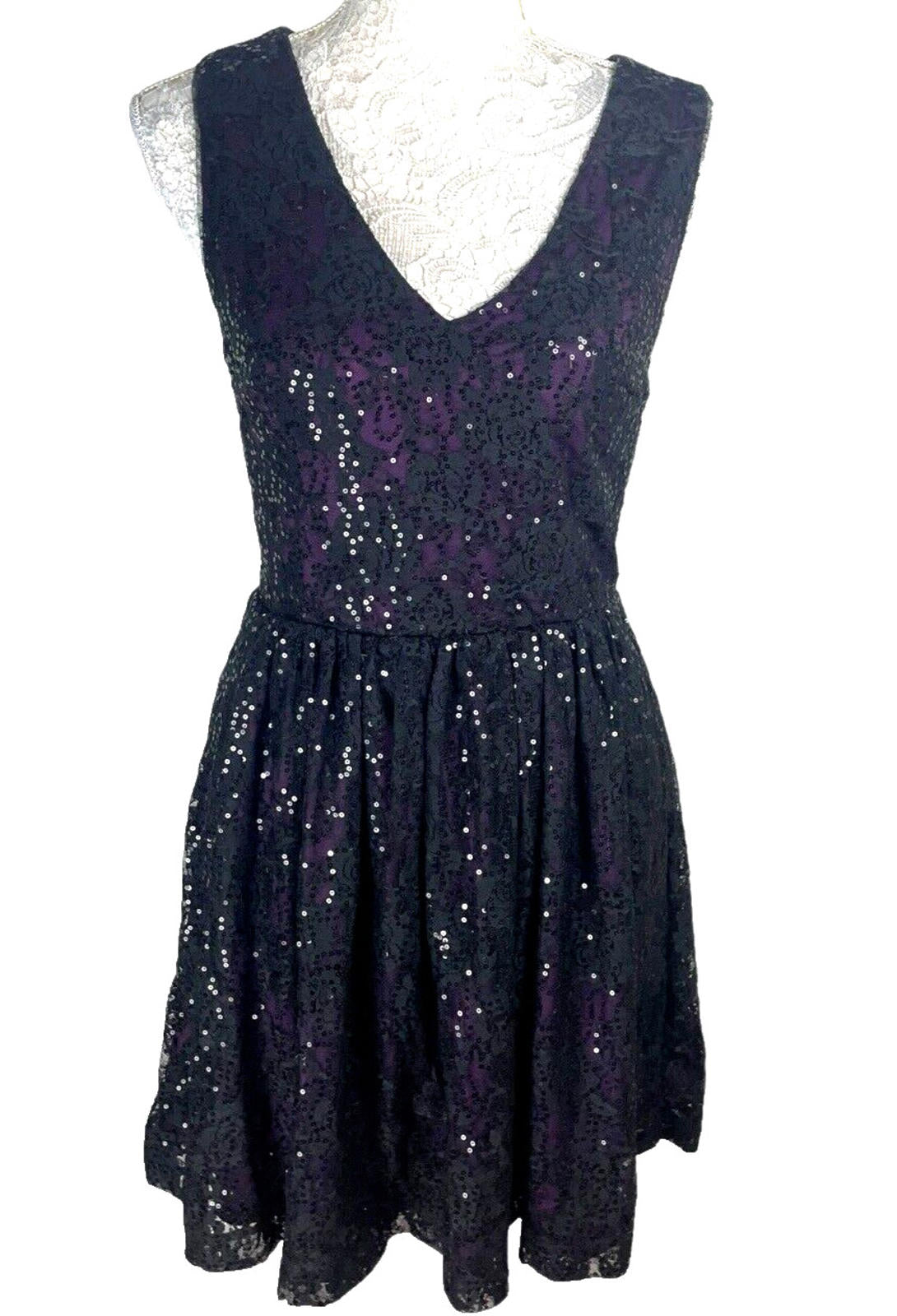 Oasis Sequin Dress Black & Purple Women’s UK Size S (8-10)