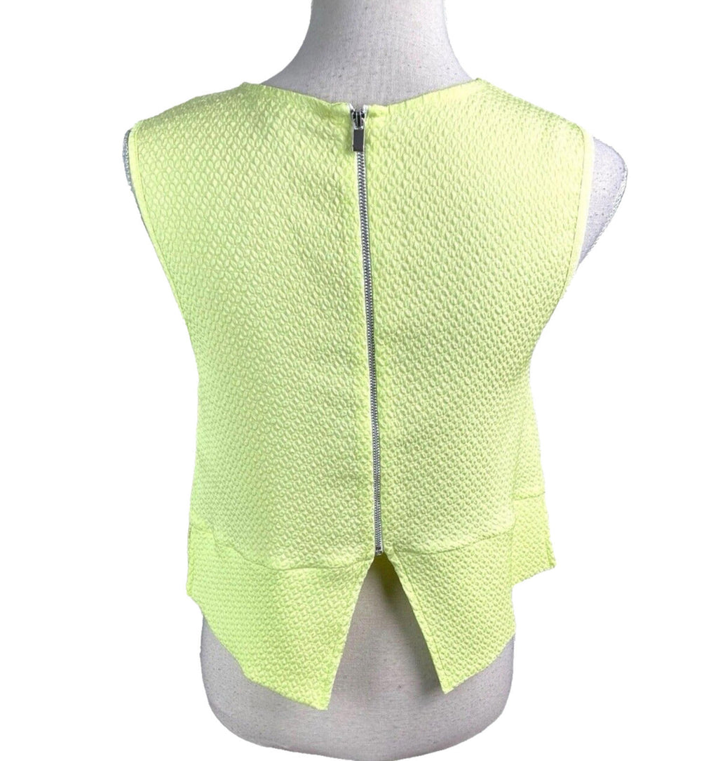 River Island Neon Yellow Tank Top Cropped Textured Women’s UK Size 12