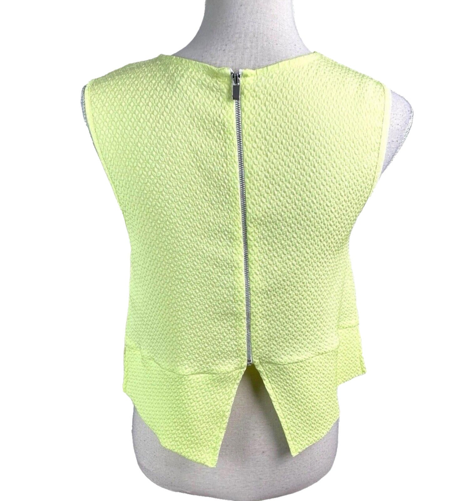River Island Neon Yellow Tank Top Cropped Textured Women’s UK Size 12