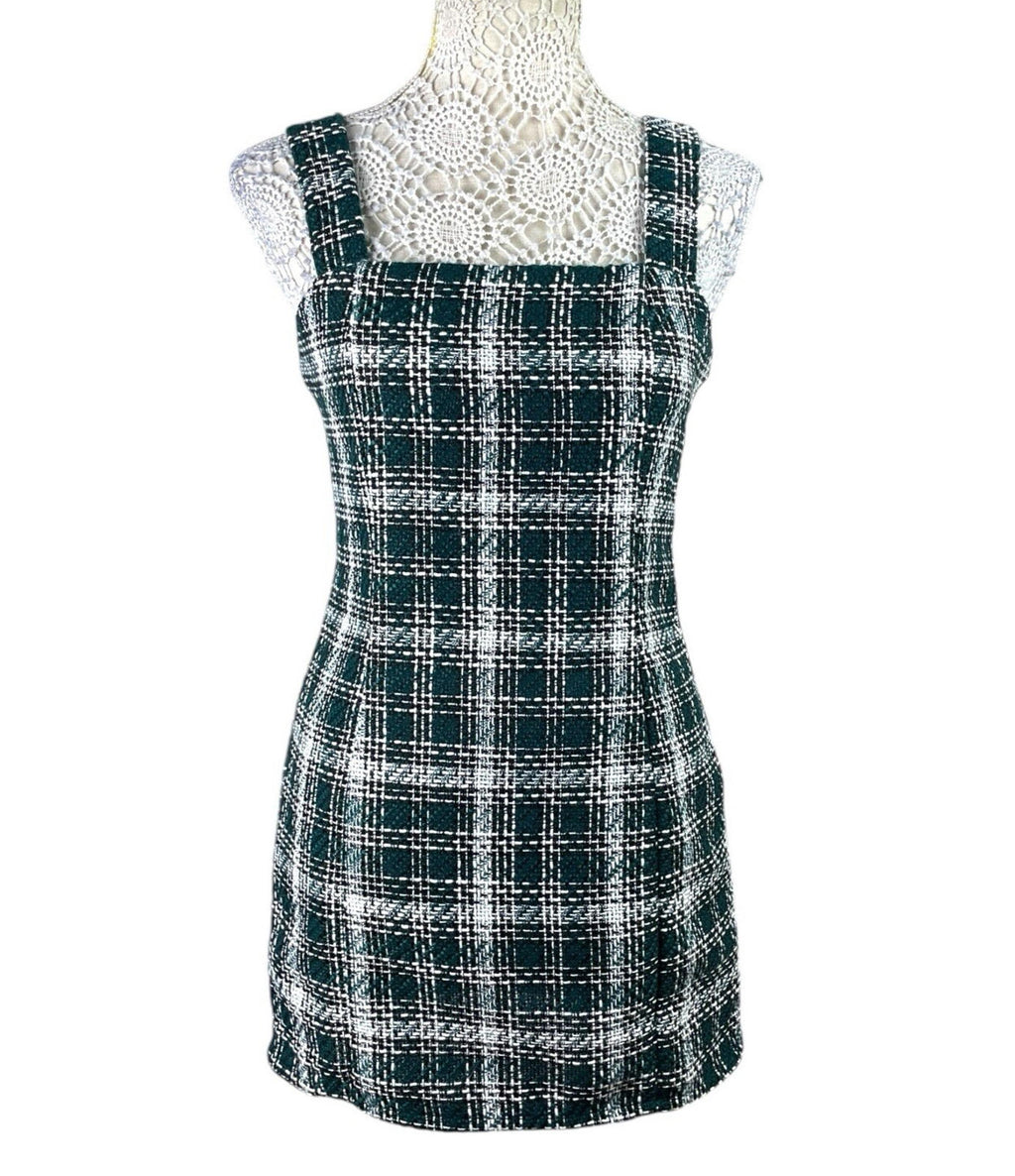 New Look Green Check Pinafore Dress Midi PETITE Women’s UK Size 8