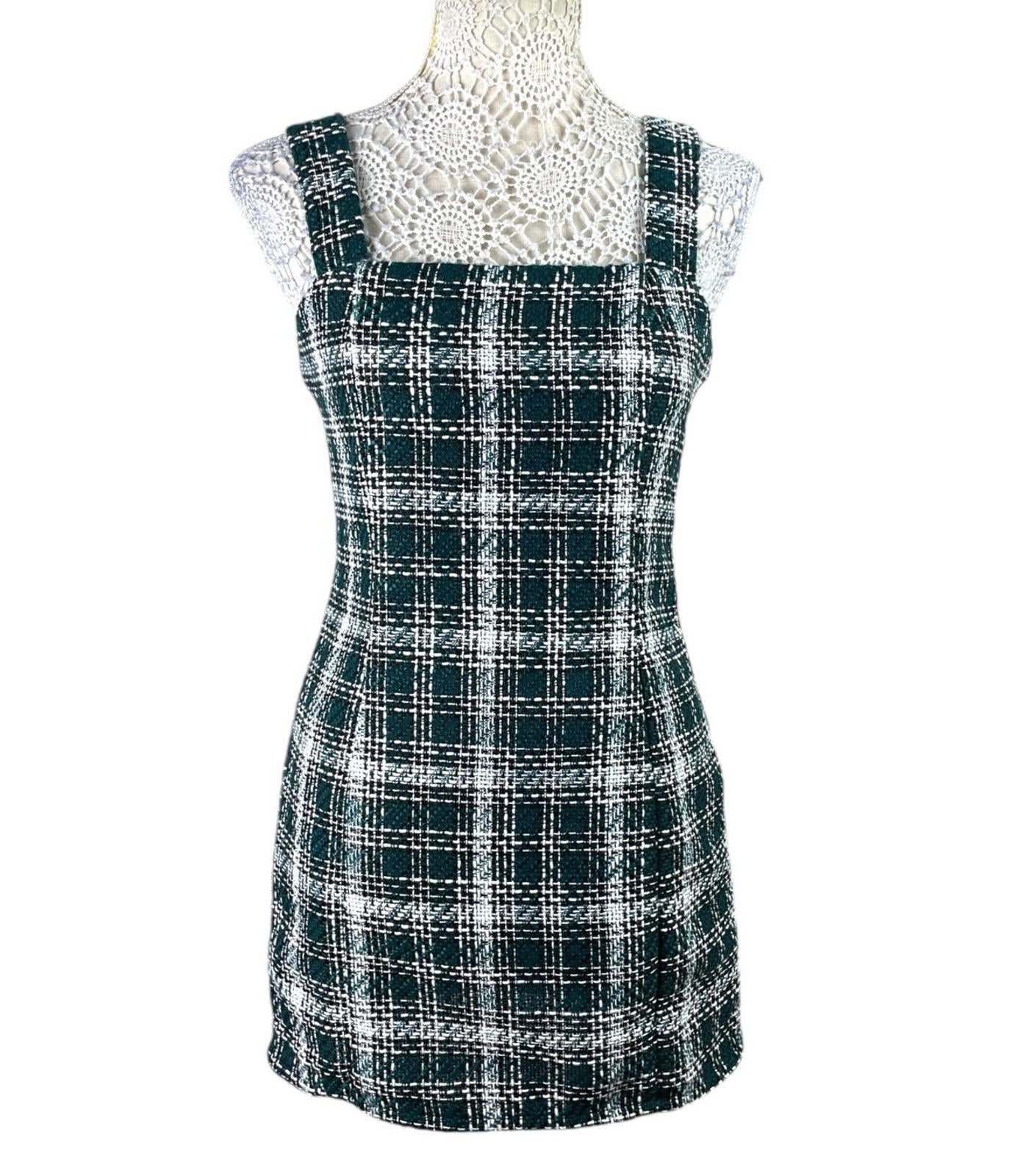 New Look Green Check Pinafore Dress Midi PETITE Women’s UK Size 8