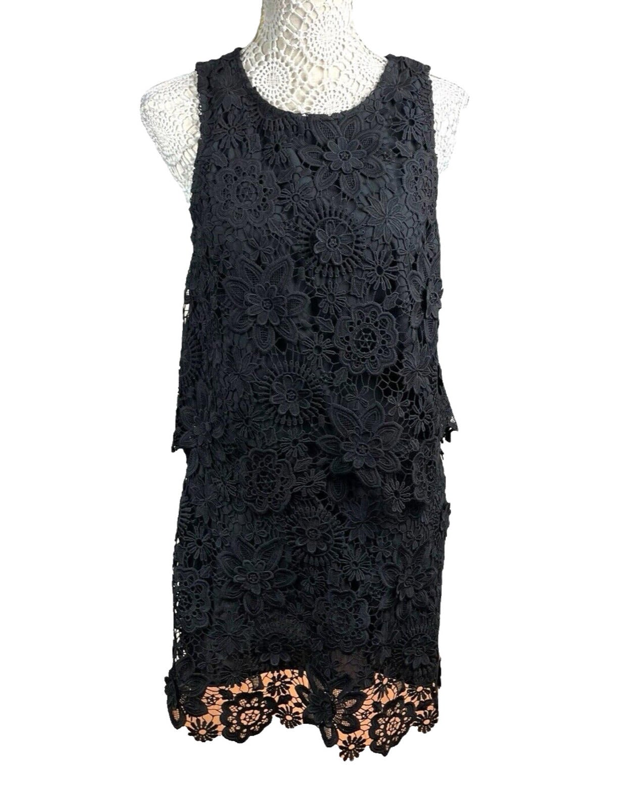 Topshop Co Ord Set  Women's UK Size 12 Top & Mini Skirt Layered Black