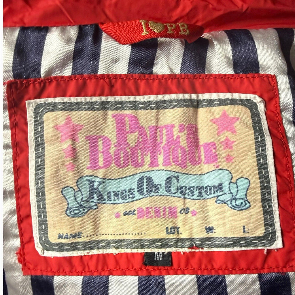 Paul’s Boutique Padded Gilet Jacket Women’s UK Size 12 Hooded Badge Bright Red