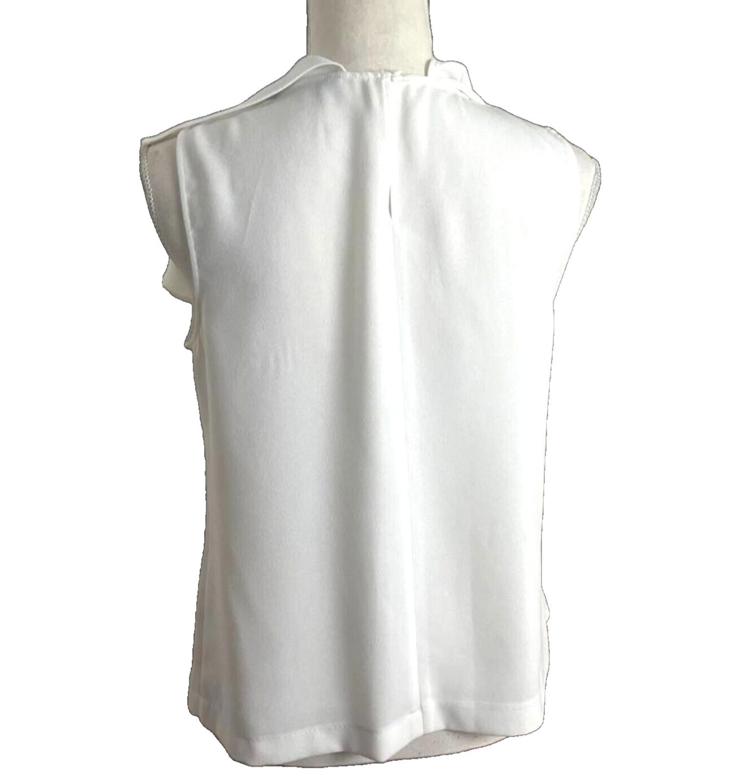 Zara Vest Top Blouse White Satin Ruffled Collar Women's UK Size M