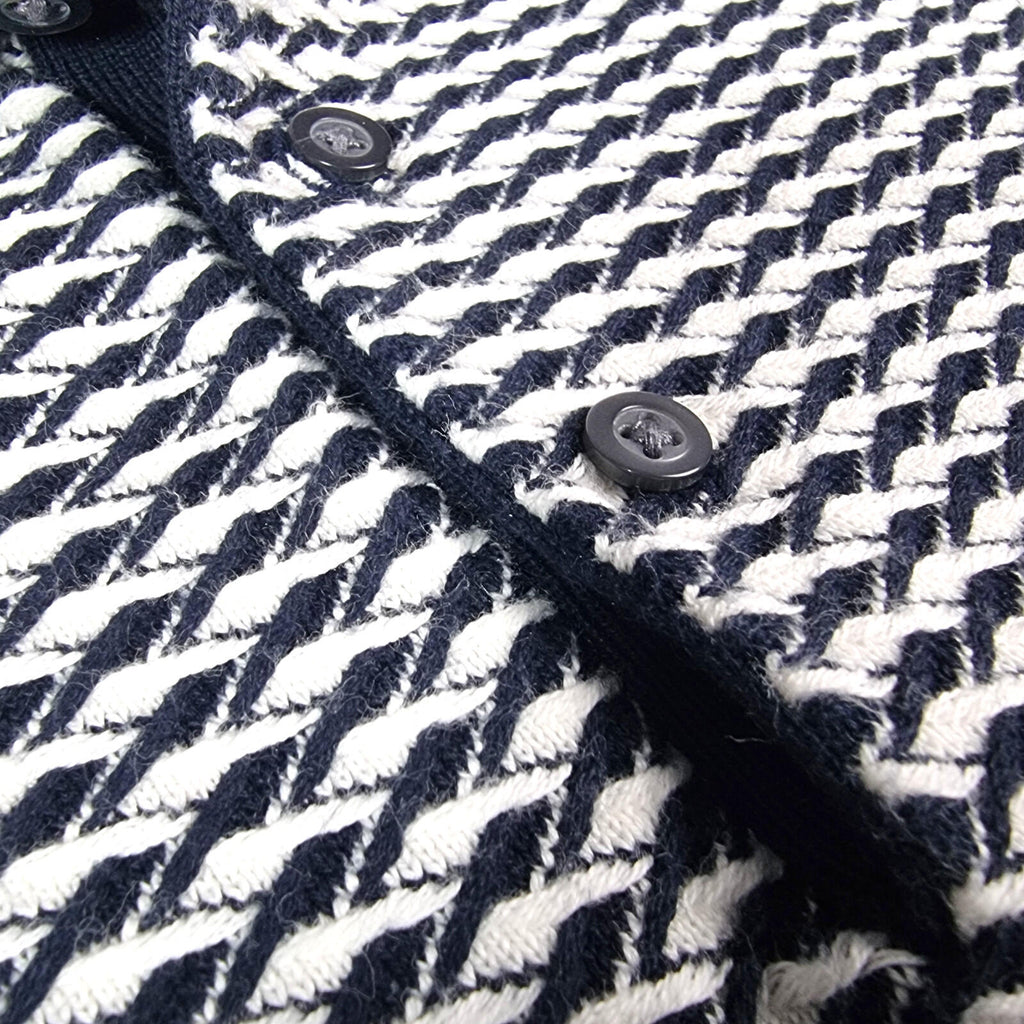 Next Knit Polo Shirt Men's UK Size M Blue Textured Short Sleeve 100% Cotton
