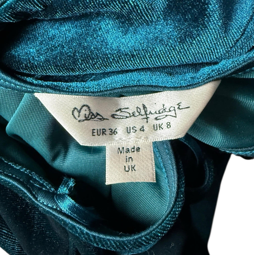 Miss Selfridge Velour Bodysuit Women’s UK Size 8 Sleeveless Green