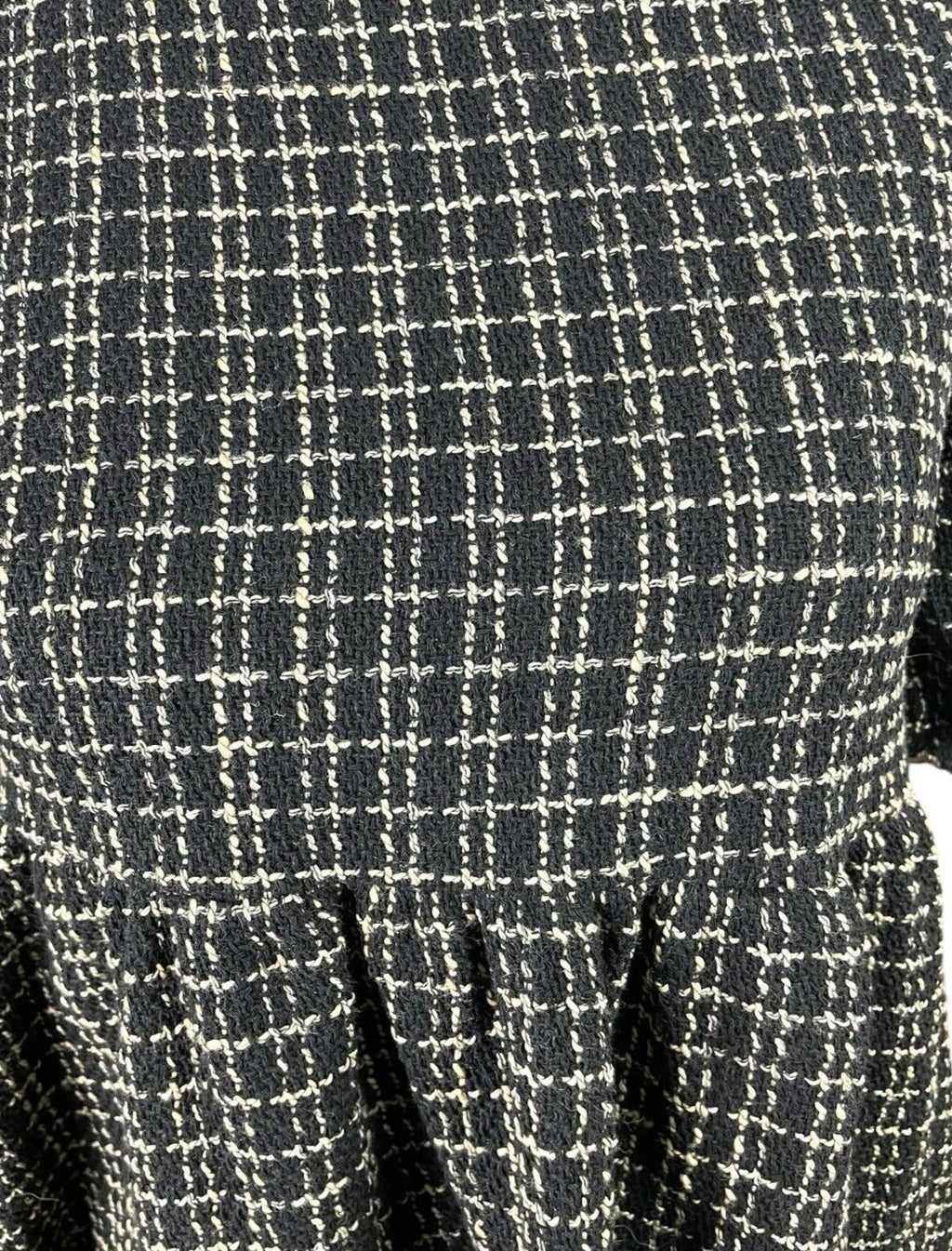 New Look Smock Dress Women's UK Size 6 Black Check Midi Short Puff Sleeve PETITE