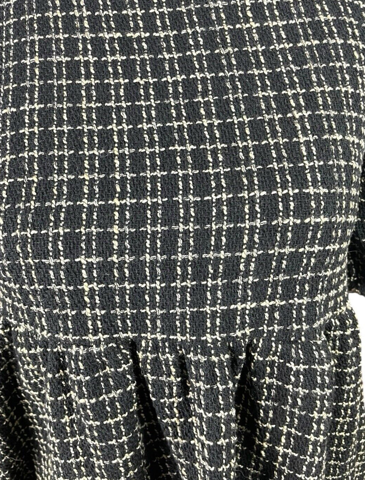 New Look Smock Dress Women's UK Size 6 Black Check Midi Short Puff Sleeve PETITE