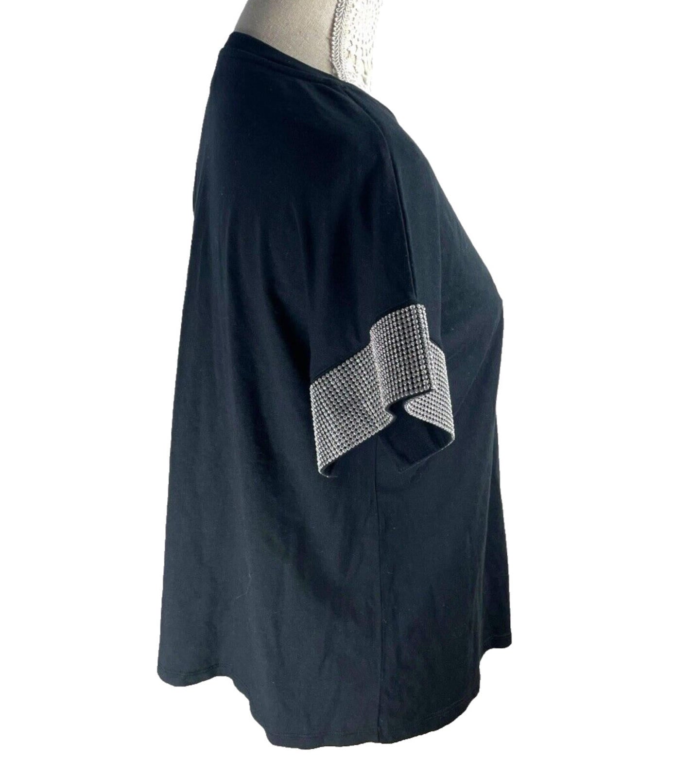 River Island T-shirt Top Dimante Sleeve Detail Women’s UK Size 14