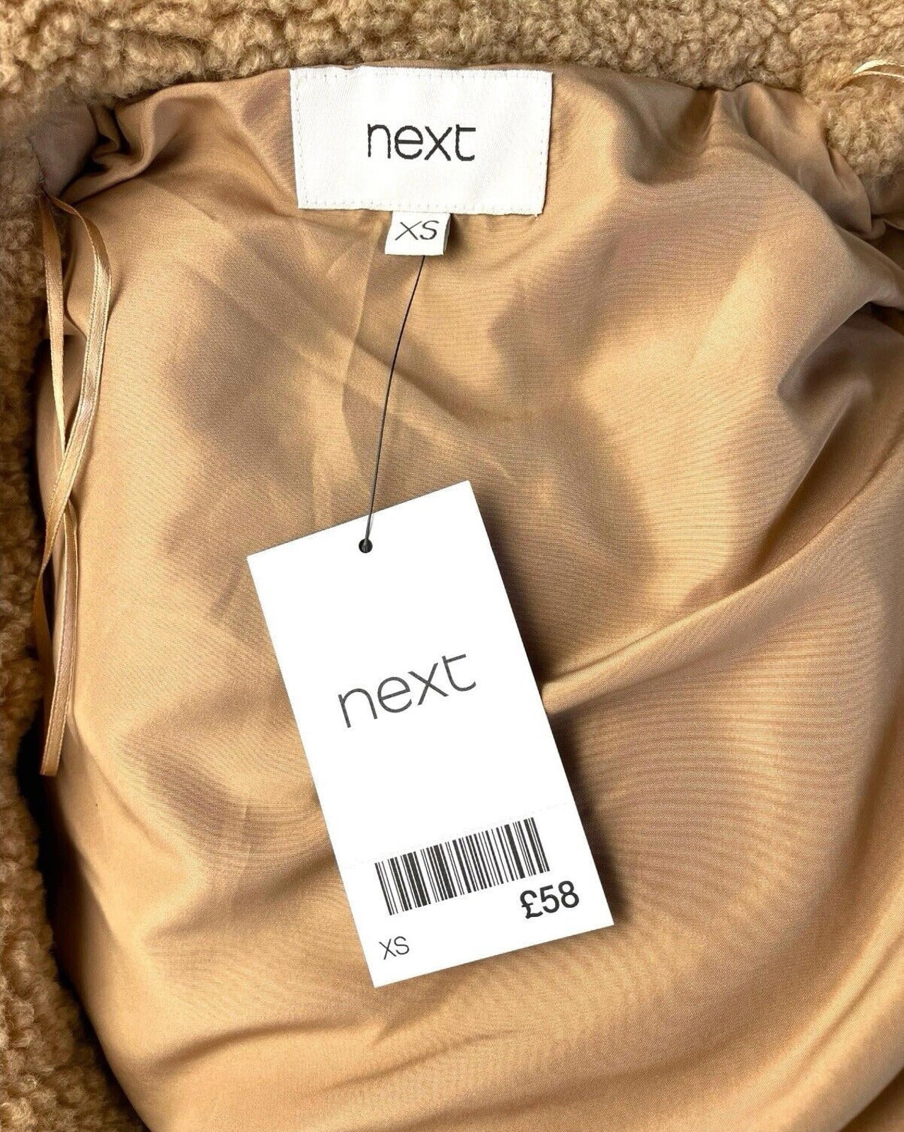 Next Beige Teddy Fleece Gillet Women’s UK Size XS
