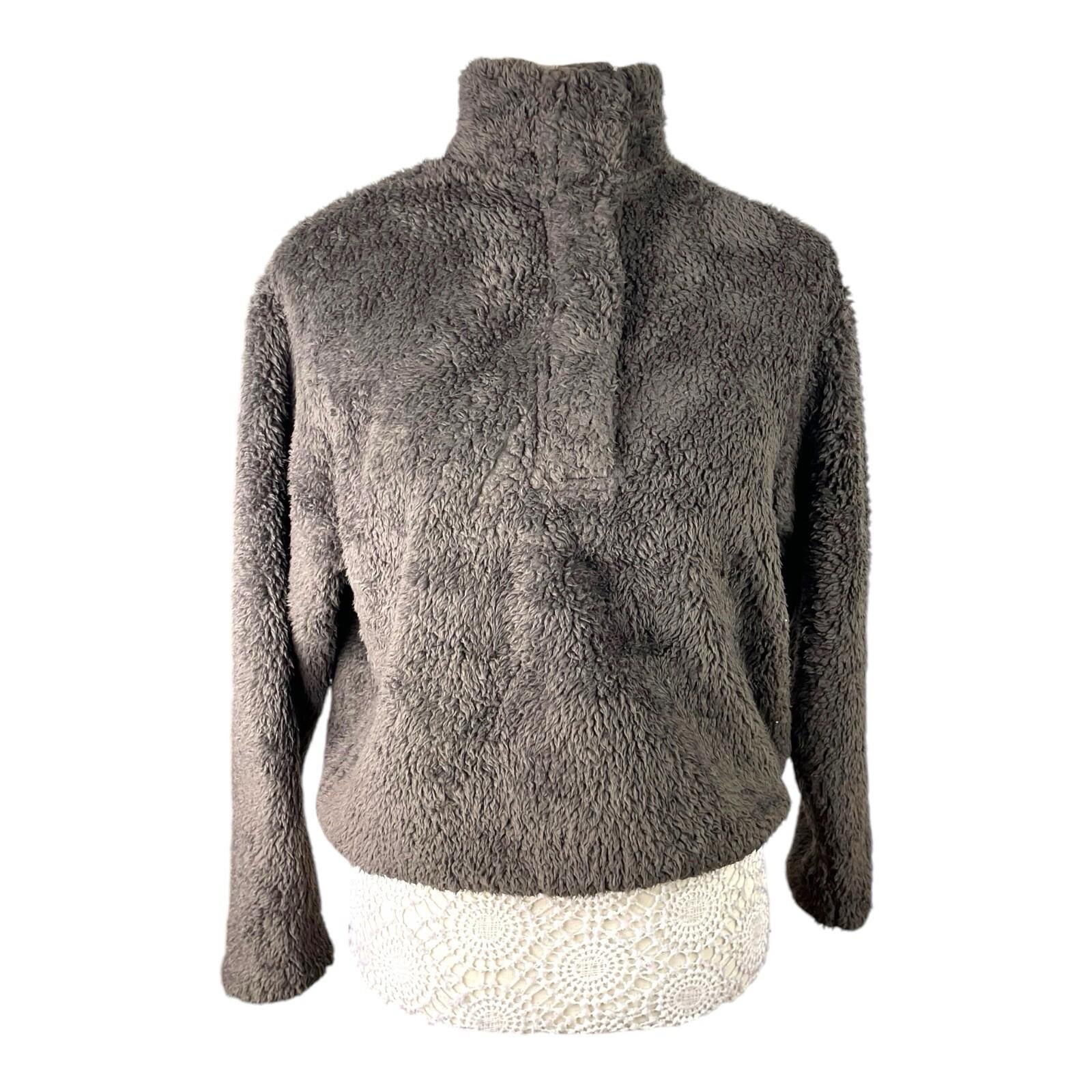 H&M Dark Brown Teddy Fleece Jumper High Neck Relaxed Fit Women’s UK Size XS