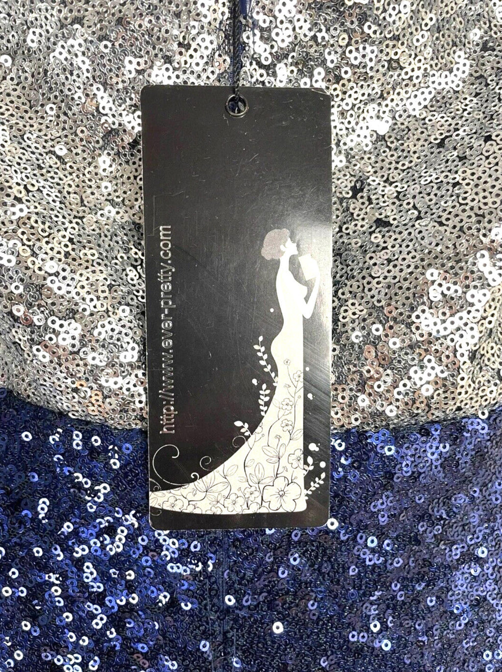 Ever-Pretty Dress Women's UK Size 18 Blue Sequin Strapless Occasion Sparkle