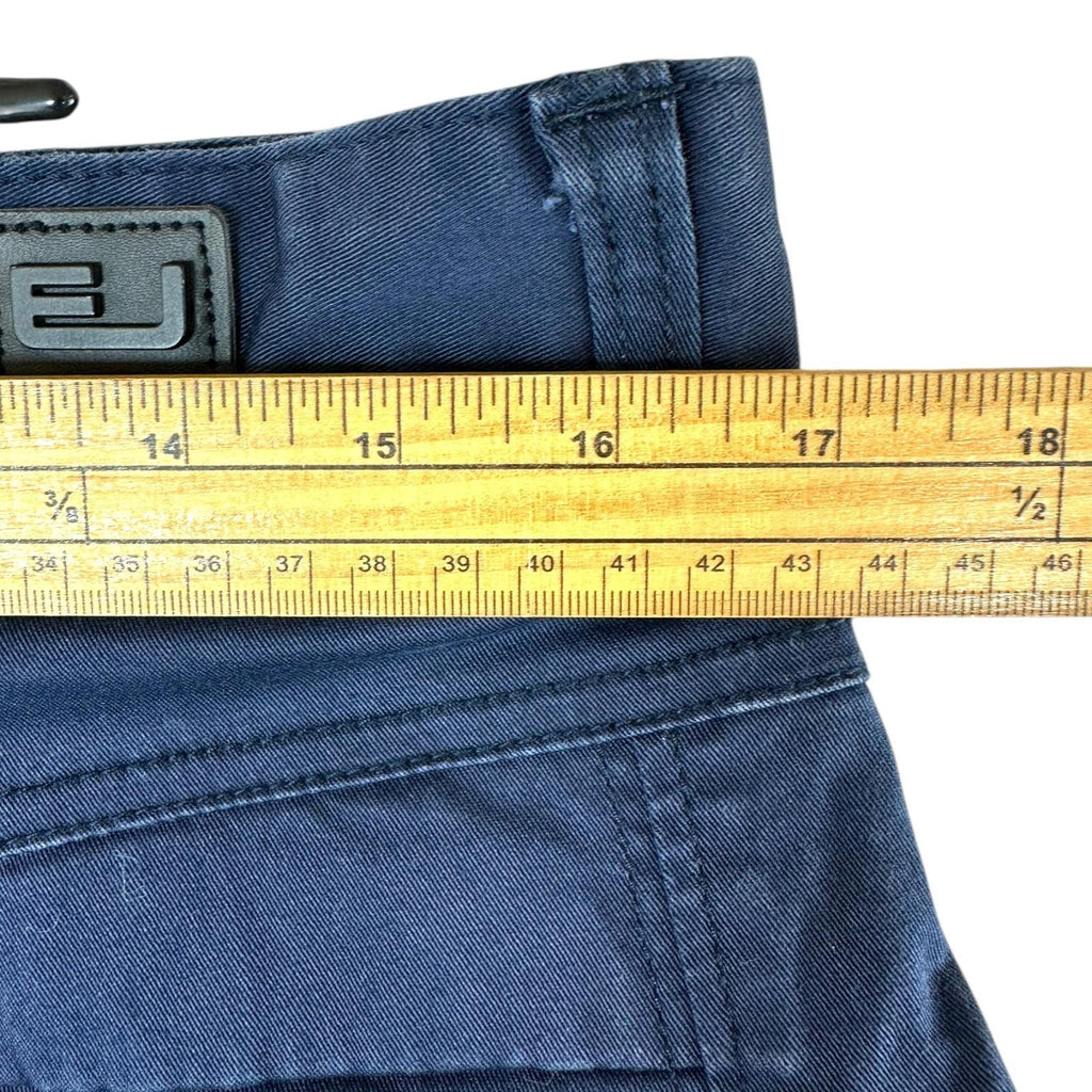 EJ Denim Shorts Men's UK Size 34 W Blue Embroidered Logo Denim Button Up
