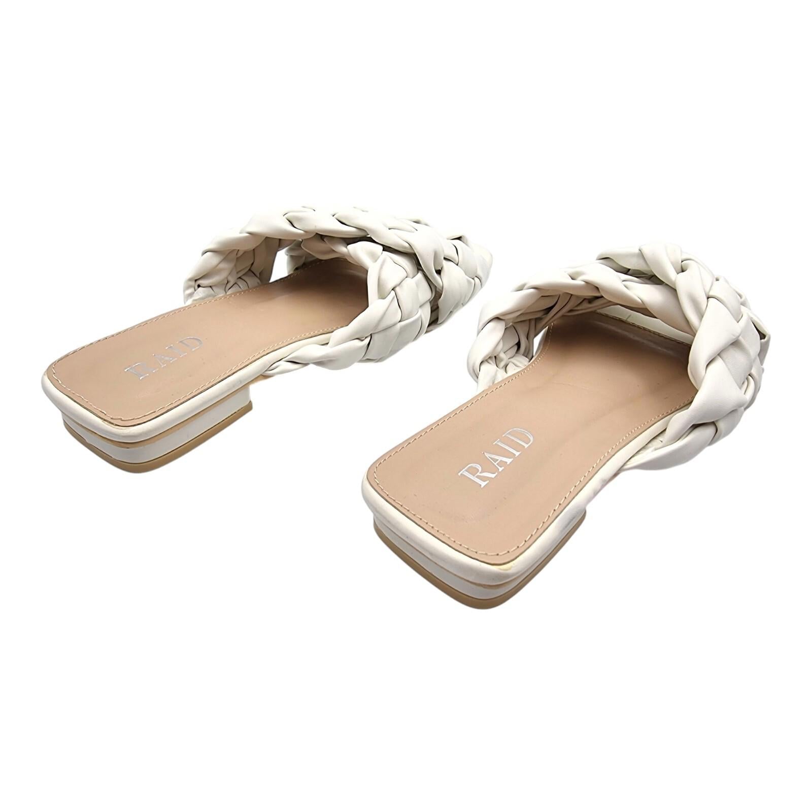 RAID Wide Fit White Destiny Plaited Slide Sandals Women's UK Size 7