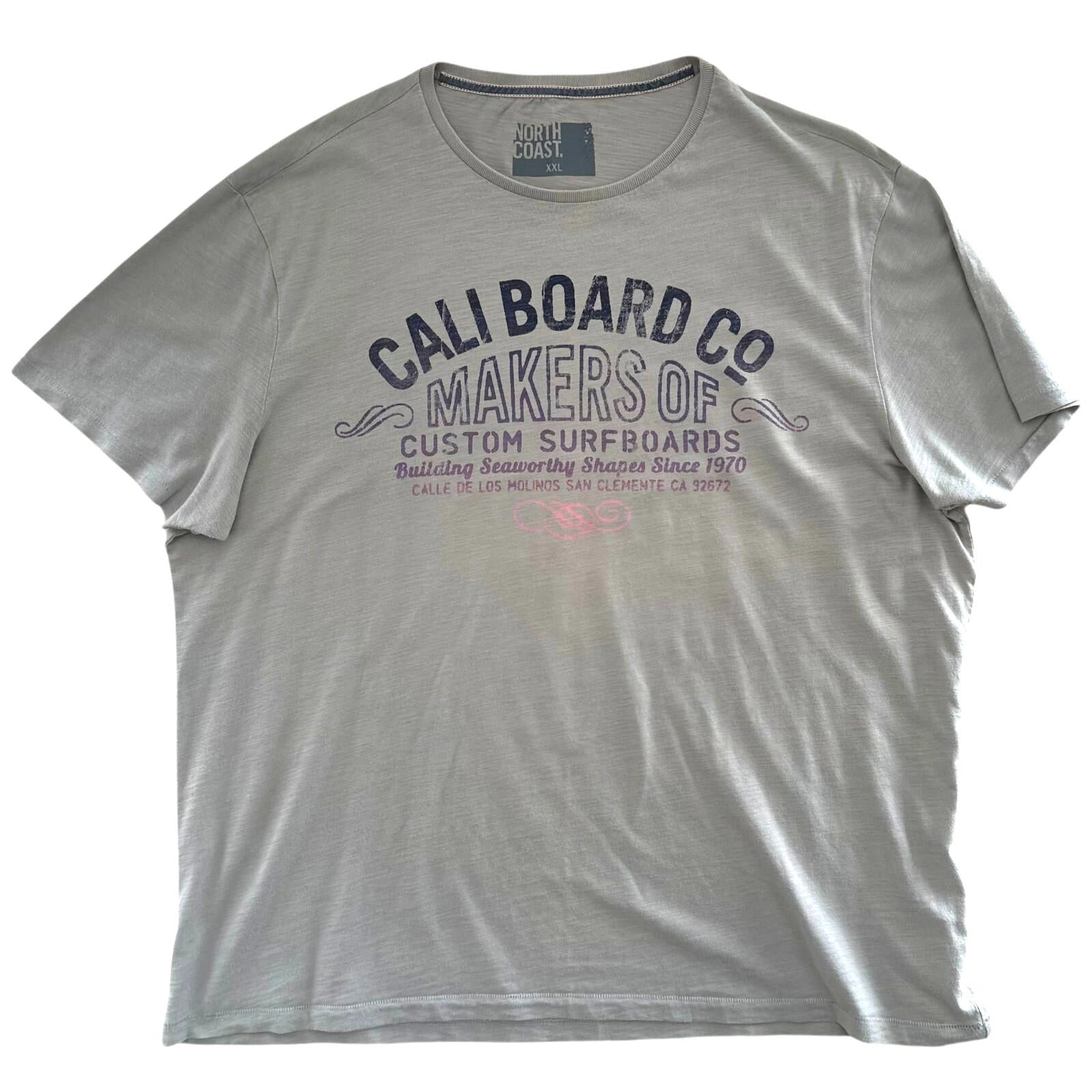 Marks & Spencer T-Shirt Men's UK Size 2XL Grey Short Sleeve Graphic Print Surf