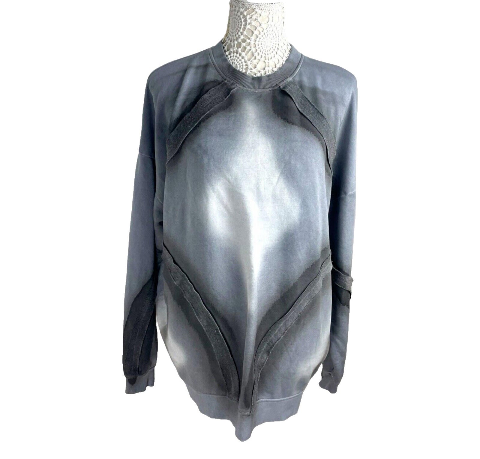 Pretty Little Thing Jumper Jersey Grey Distressed Oversized Women’s UK Size 8