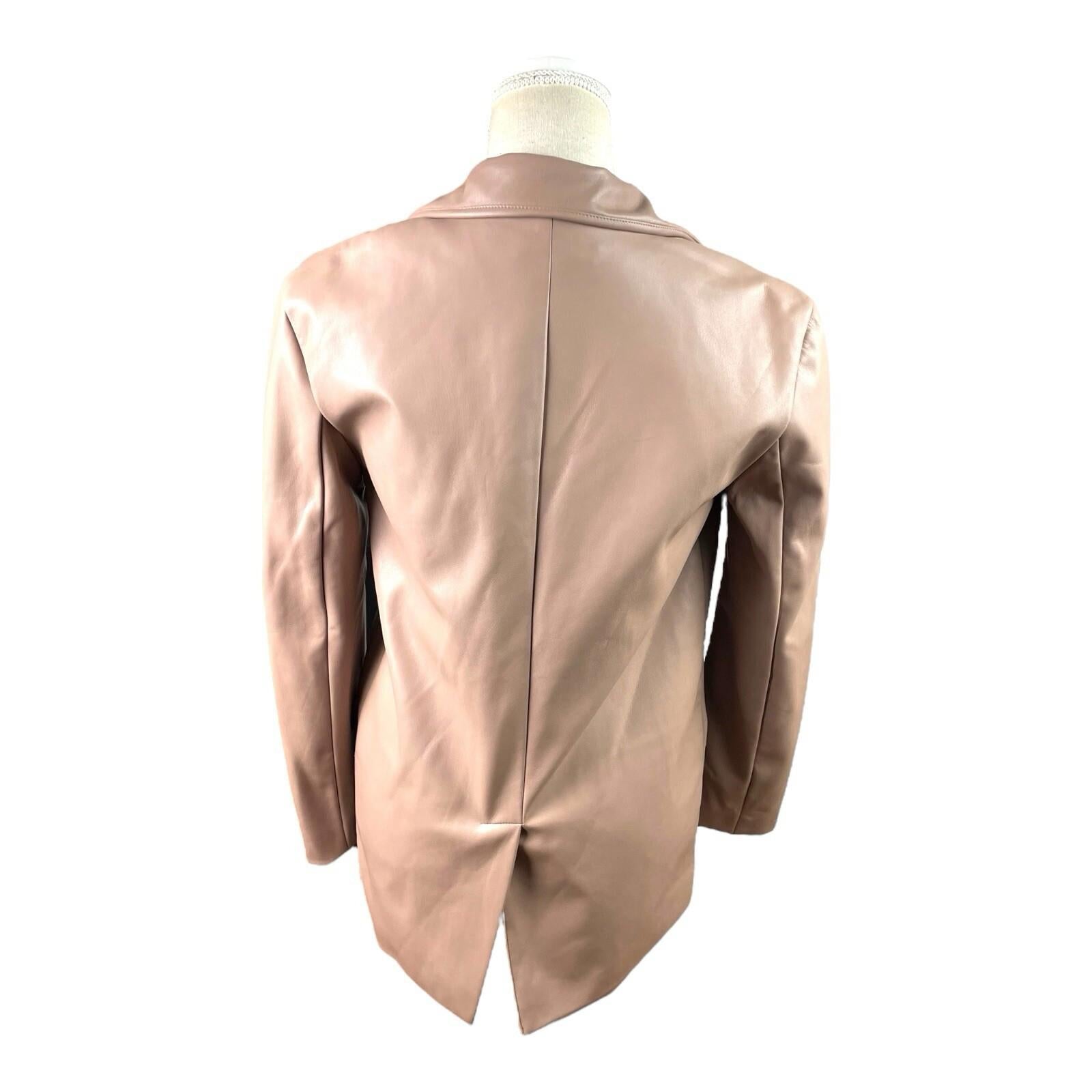 Primark Nude Faux Leather Blazer Jacket Collared Women’s UK Size 6