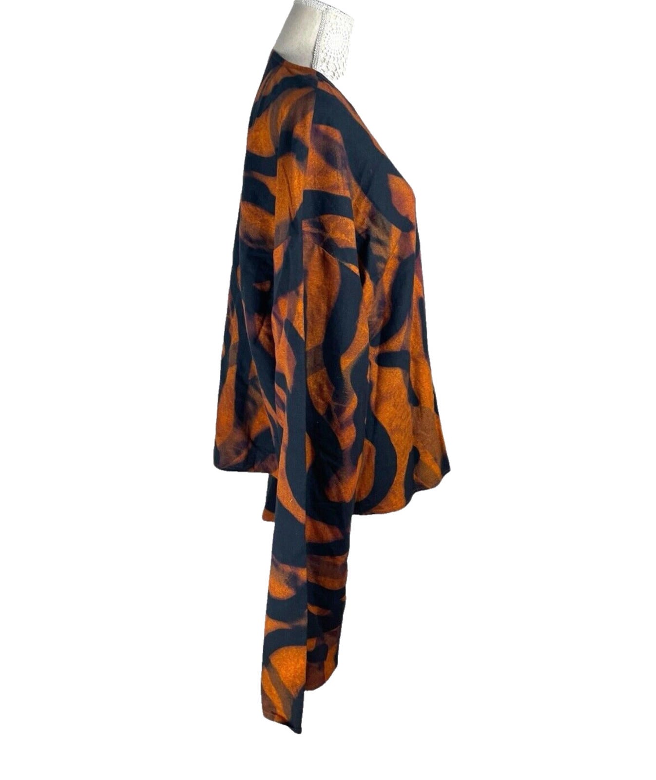 Windeson Open Jacket Orange & Black Lightweight Flared Sleeve Women’s UK Size 16
