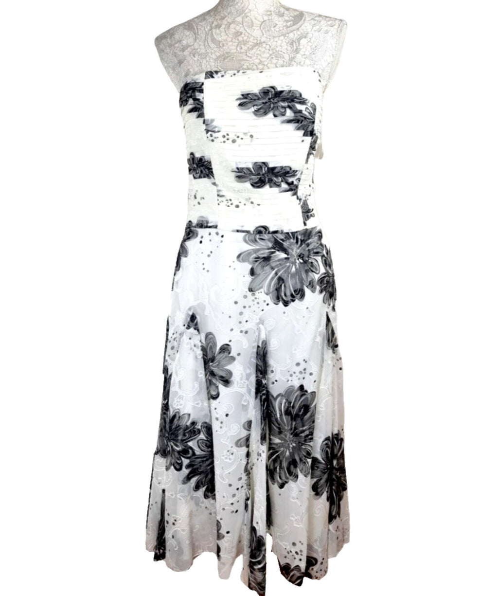 SF Collection Cocktail Dress Women's UK Size 12 Floral Chiffon Satin Layered