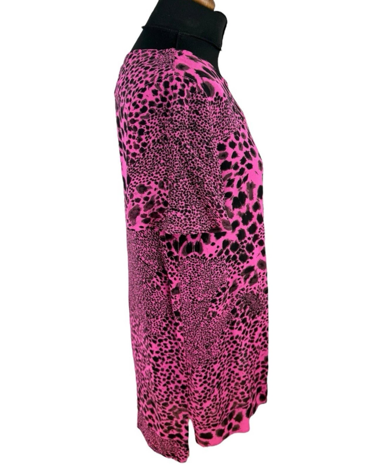 Next Chiffon Top Sheer Leopard Print Pink Lightweight Women’s UK Size 14