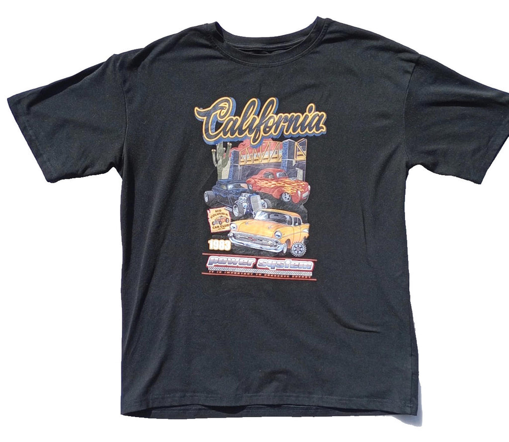 California Graphic Print T-Shirt Men's UK Size S Black Crew Neck 100% Cotton