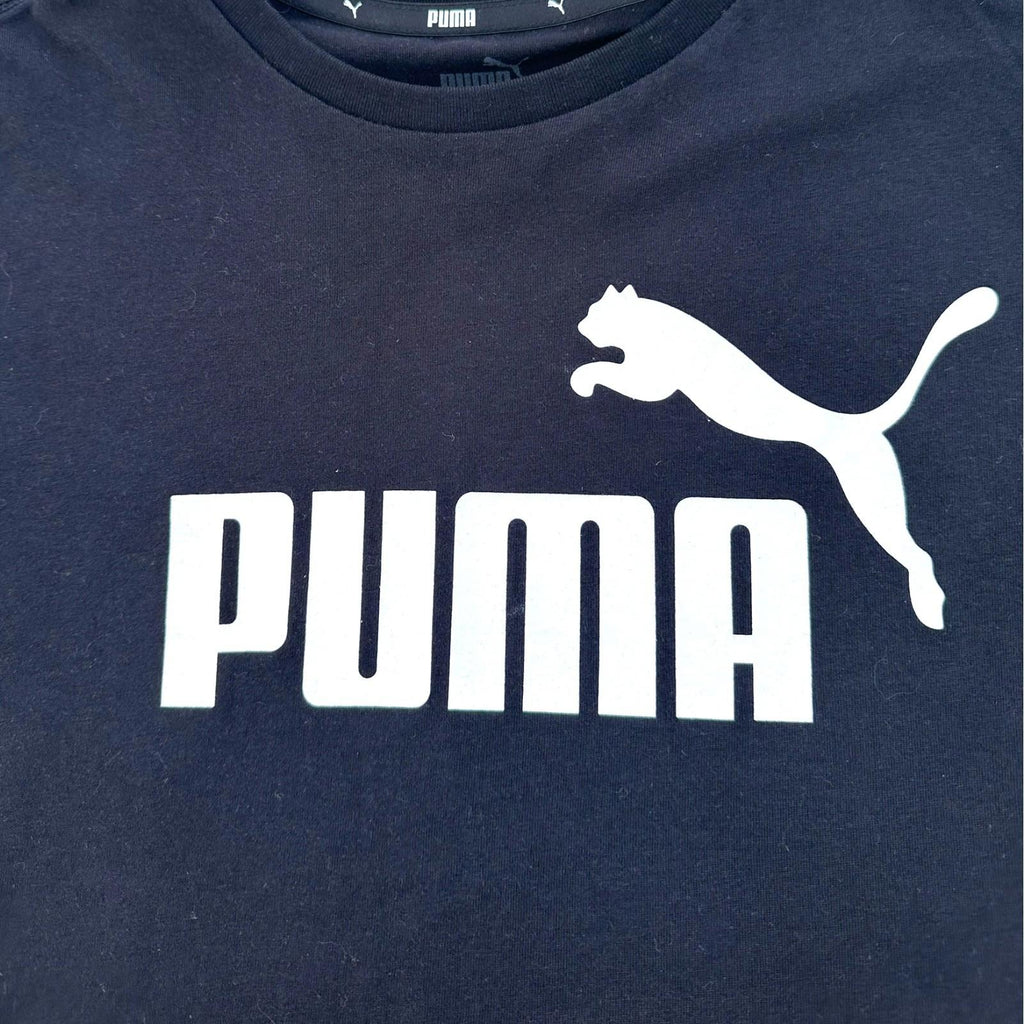 Puma T-Shirt Teen Age 13-14 Black Graphic Logo Print Short Sleeve Crew Neck