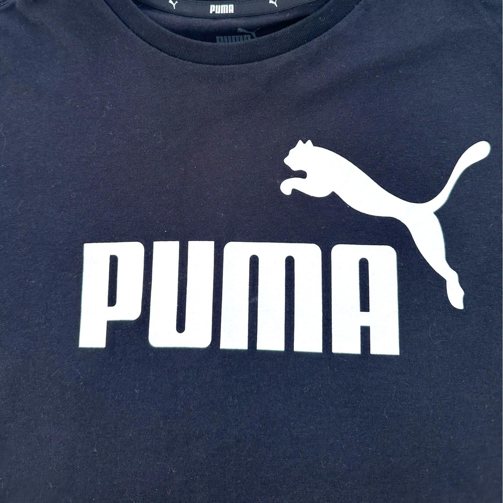 Puma T-Shirt Teen Age 13-14 Black Graphic Logo Print Short Sleeve Crew Neck